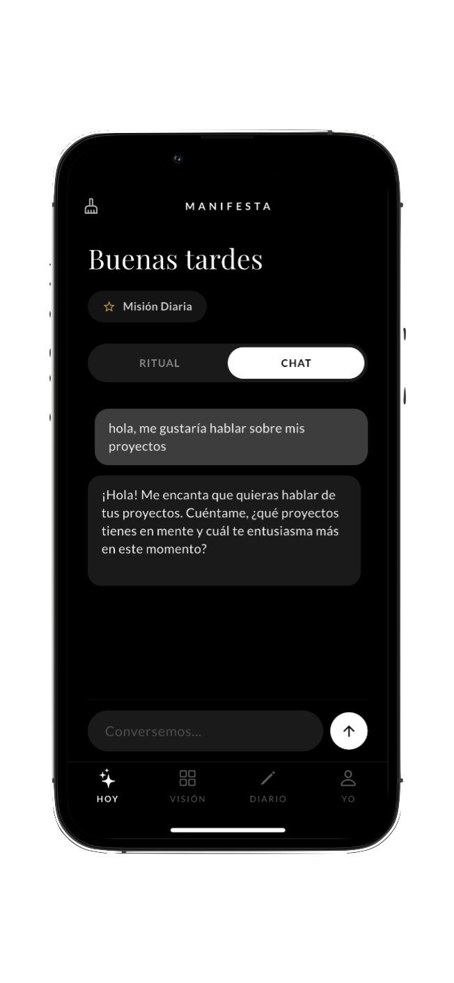 Pantalla de Coach Personalizado con IA de Manifesta